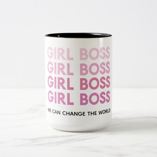 Modern Roze Boss Best Girly Gift Tweekleurige Koffiemok (Center)