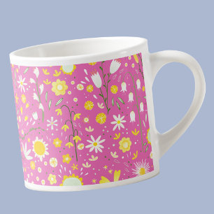 Modern Roze Botanische Wildbloem Bloemen Keepsake Espresso Kop