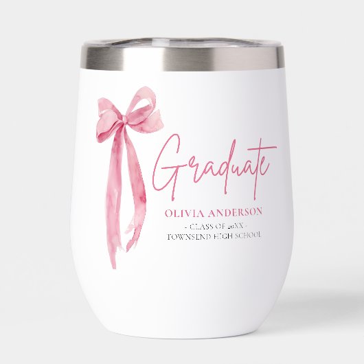 Modern Roze Bow Coquette Afstuderen Afstuderen (Achterkant)