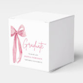 Modern Roze Bow Coquette Afstuderen Afstuderen Bedankdoosjes (Voorkant Zijde)