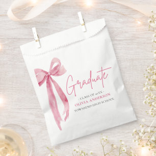 Modern Roze Bow Coquette Afstuderen Afstuderen Bedankzakje
