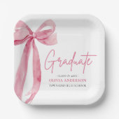 Modern Roze Bow Coquette Afstuderen Afstuderen Papieren Bordje (Voorkant)
