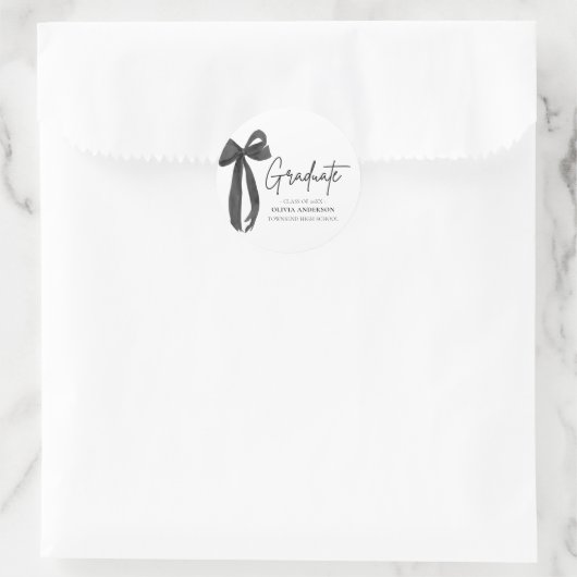 Modern Roze Bow Coquette Afstuderen Afstuderen Ronde Sticker (Tas)