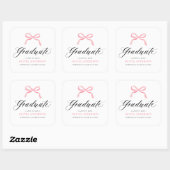 Modern Roze Bow Coquette Afstuderen Afstuderen Vierkante Sticker (Vel)
