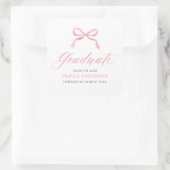 Modern Roze Bow Coquette Afstuderen Afstuderen Vierkante Sticker (Tas)