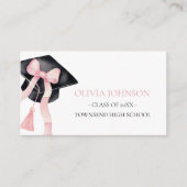 Modern Roze Bow Graduation Cap Insert Naam Kaart (Voorkant)