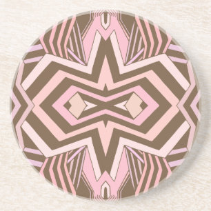 Modern roze & bruin geometrisch zandsteen onderzetter