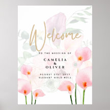 Modern Roze Calla Lily Wedding Welkomstteken