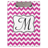 Modern Roze Chevron Monogram Initiaal Clip Board Klembord (Voorkant)