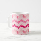 Modern Roze Chevron Patroon Koffiemok (Voorkant links)
