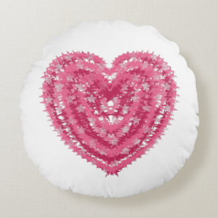 Modern Roze Confetti Hart   Valentijnsdag Kunst Rond Kussen