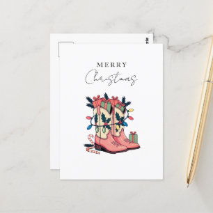 Modern Roze Cowgirl Westerne kerst Briefkaart