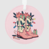 Modern Roze Cowgirl Westerne kerst Ornament (achterkant)