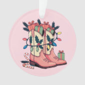 Modern Roze Cowgirl Westerne kerst Ornament (voorkant)