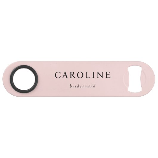 Modern roze elegante bruidsmeisje speed flessenopener (Achterkant Horizontaal)