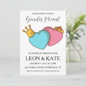 Modern roze en blauw geslacht onthullen uitnodigin kaart (Staand voorkant)