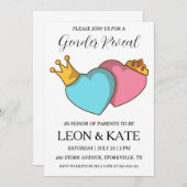 Modern roze en blauw geslacht onthullen uitnodigin kaart (Voorkant / Achterkant)