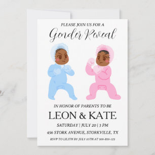 Modern roze en blauw geslacht onthullen uitnodigin kaart
