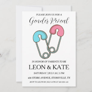 Modern roze en blauw geslacht onthullen uitnodigin kaart
