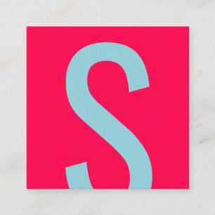 Modern roze en blauw uniek vet monogram initiaal vierkante visitekaartje