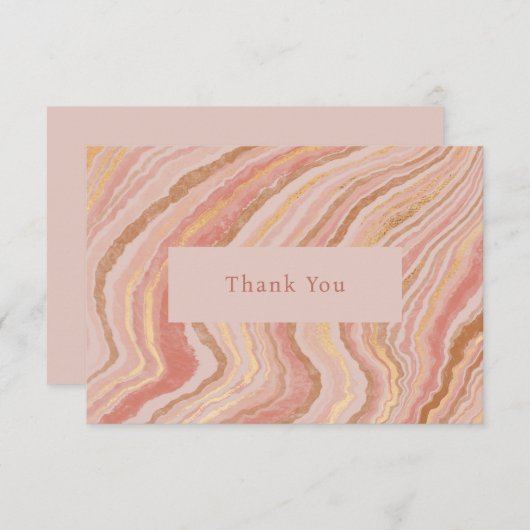 Modern roze en goud Abstract Elegant Bedankkaart (Voorkant / Achterkant)