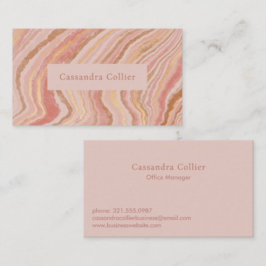 Modern roze en goud Abstract Elegant Visitekaartje (Voorkant / Achterkant)