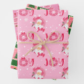 Modern roze en groen kerstinpakpapier inpakpapier vel (In situ)