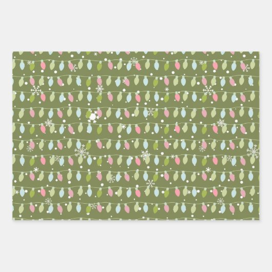 Modern roze en groen kerstinpakpapier inpakpapier vel (Voorkant 3)