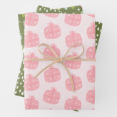 Modern roze en groen kerstinpakpapier inpakpapier vel (In situ)