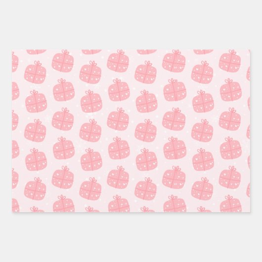 Modern roze en groen kerstinpakpapier inpakpapier vel (Voorkant)