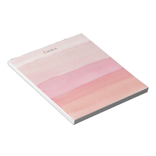 Modern Roze en Perzik Waterverf Gelaagd Ombre Notitieblok (Schuin)