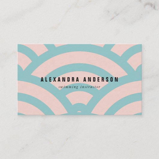 Modern roze en Turquoise Wave Pattern-Visitekaartj Visitekaartje (Voorkant)