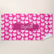 Modern Roze en Wit Doodled Heart Valentijn Naam