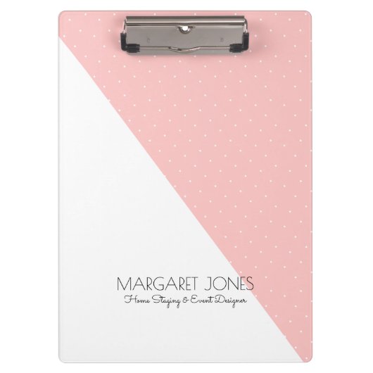 Modern roze en wit geometrisch ontwerp klembord (Voorkant)