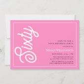 Modern roze en wit script 60ste verjaardag kaart (Voorkant)