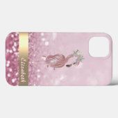 Modern roze flamingo flower glitter Bokeh Case-Mate iPhone Case (Achterkant (horizontaal))