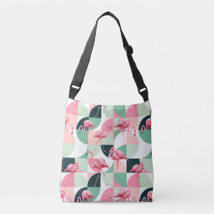 Modern roze flamingo Geometric Girly Chic Pattern Crossbody Tas
