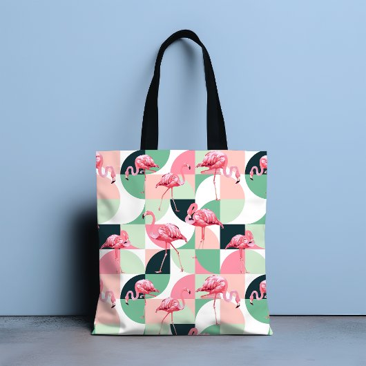 Modern roze flamingo Geometric Girly Chic Pattern Draagtas