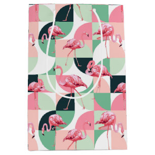 Modern roze flamingo Geometric Girly Chic Pattern Medium Cadeauzakje