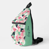 Modern roze flamingo Geometric Girly Chic Pattern Sling Bag (Rechterhoek)