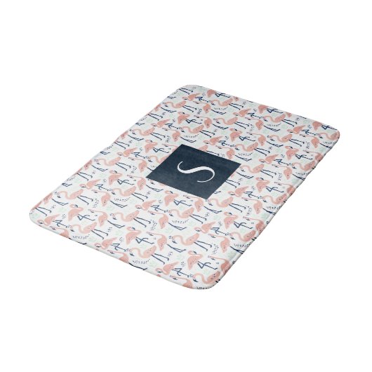 Modern roze flamingo monogram badmat (Gekanteld)