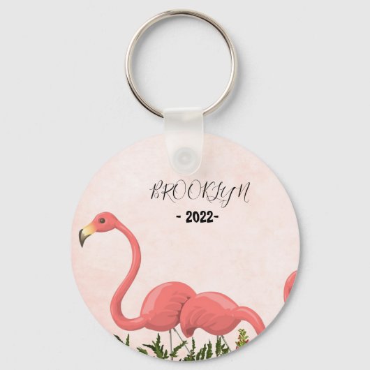 Modern Roze Flamingo Sleutelhanger (Voorkant)