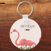 Modern Roze Flamingo Sleutelhanger (Voorkant)