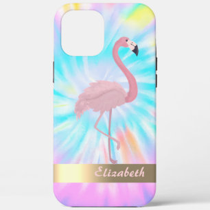 Modern roze flamingo Tie Dye iPhone 12 Pro Max Hoesje