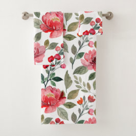 Modern roze flesje botanisch patroon bad handdoek