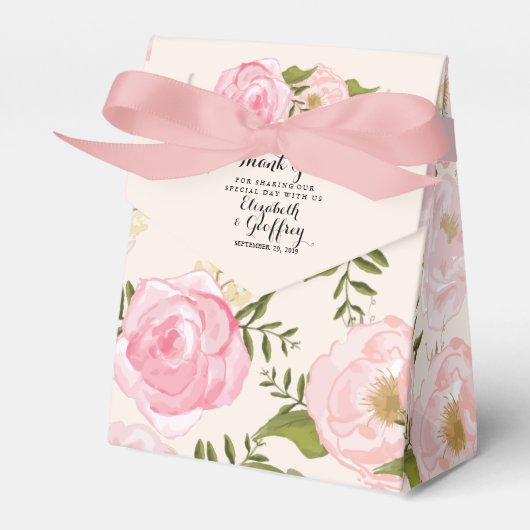 Modern Roze Floral - Aangepast huwelijk Bedankdoosjes (Voorkant Zijde)