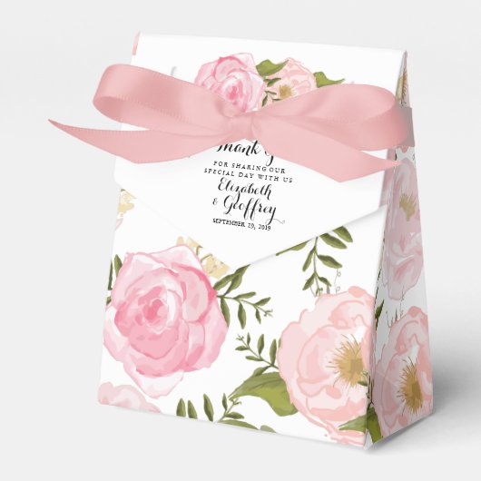 Modern  Roze Floral - Aangepast huwelijk Bedankdoosjes (Voorkant Zijde)