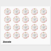 Modern Roze Floral - Aangepast huwelijk Ronde Sticker (Vel)