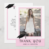 Modern Roze Foto Afstuderen Bedankkaart (Voorkant / Achterkant)