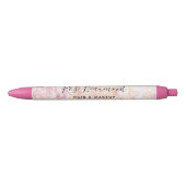 Modern roze geel Waterverf Script Blue Ink Pen (Voorkant)
